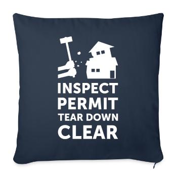 Journée de démolition de maisons - Housse de coussin décorative 45 x 45 cm - bleu marine - Devant