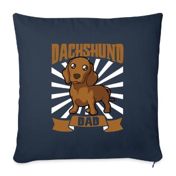 Papa teckel - Dackel - Housse de coussin décorative 45 x 45 cm - bleu marine - Devant