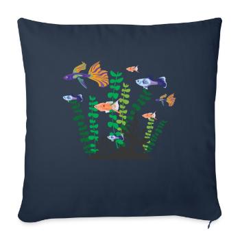 Aquatique Aquarium Poissons aquatiques - Housse de coussin décorative 45 x 45 cm - bleu marine - Devant