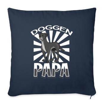 Papa dogue allemand - Dogue allemand - Housse de coussin décorative 45 x 45 cm - bleu marine - Devant