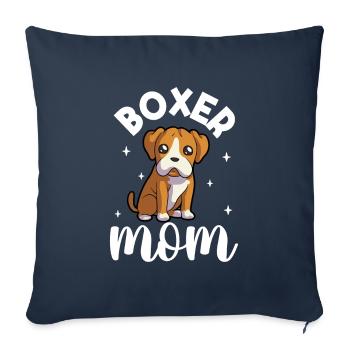 Boxer Maman - Boxeur - Housse de coussin décorative 45 x 45 cm - bleu marine - Devant
