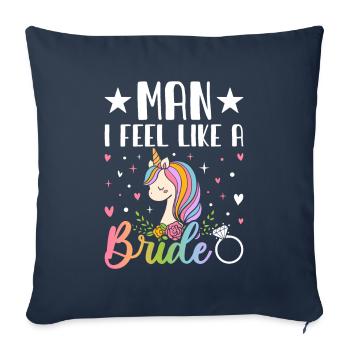 Douche nuptiale enterrement de vie de jeune fille - Housse de coussin décorative 45 x 45 cm - bleu marine - Devant