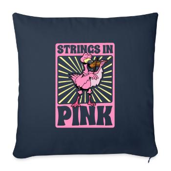 Strings in pink - Flamingo on the violin - Sofa pillowcase 17,3'' x 17,3'' (45 x 45 cm) - navy - Front