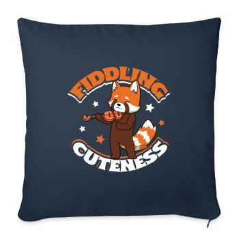 Mignonnerie de violon - Panda roux au violon - Housse de coussin décorative 45 x 45 cm - bleu marine - Devant