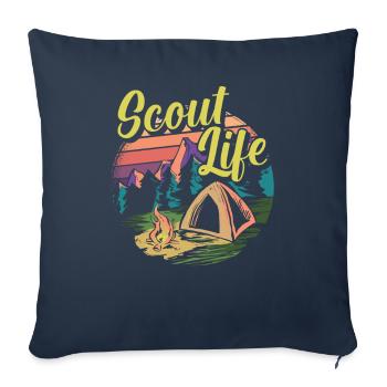 Vie de scout Vie scoute - Housse de coussin décorative 45 x 45 cm - bleu marine - Devant
