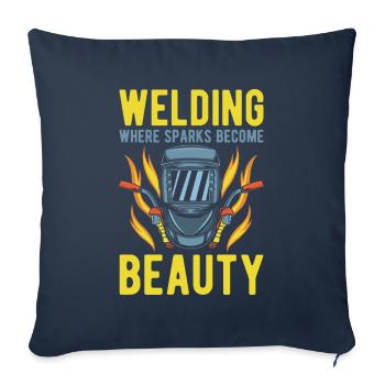 Welding Welder Welding Sparks Become Beauty - Sofa pillowcase 17,3'' x 17,3'' (45 x 45 cm) - navy - Front