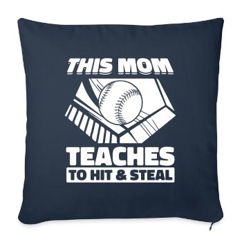 Baseball Baseball Maman - Housse de coussin décorative 45 x 45 cm - bleu marine - Devant