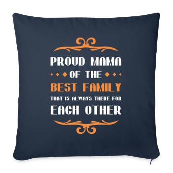 Fière maman disant famille - Housse de coussin décorative 45 x 45 cm - bleu marine - Devant