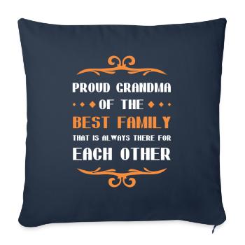 Fière famille de Mamie Disant - Housse de coussin décorative 45 x 45 cm - bleu marine - Devant