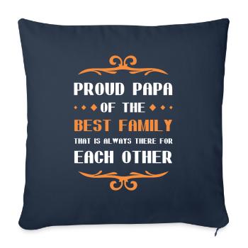 Fier papa disant papa de la famille - Housse de coussin décorative 45 x 45 cm - bleu marine - Devant
