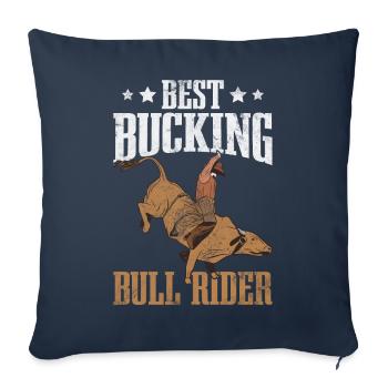 Cow-boy monteur de taureau - Housse de coussin décorative 45 x 45 cm - bleu marine - Devant
