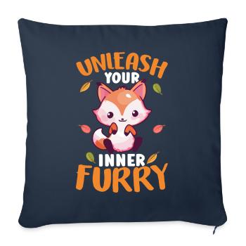 Furry Fandom Fursona Fursuit Fox - Housse de coussin décorative 45 x 45 cm - bleu marine - Devant