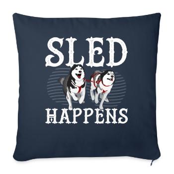 Lustige Mushing Hundeschlittenfahrt Musher - Sofakissenbezug 45 x 45 cm - Navy - Vorne