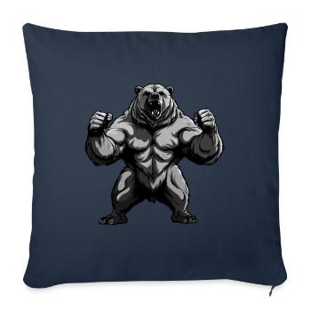 Ours Grizzly Musculation Muscles - Housse de coussin décorative 45 x 45 cm - bleu marine - Devant