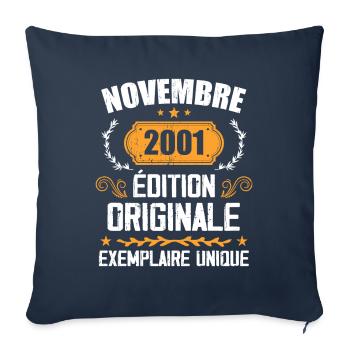 Cadeau D'anniversaire En Novembre 2001 - 2001 - Housse de coussin décorative 45 x 45 cm - bleu marine - Devant