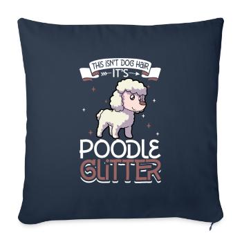 Caniche Paillettes - Housse de coussin décorative 45 x 45 cm - bleu marine - Devant