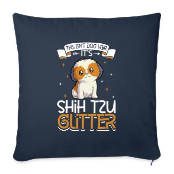 Shih Tzu Paillettes - Housse de coussin décorative 45 x 45 cm - bleu marine - Devant