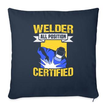Soudeur Dire Design pour les métallurgistes - Housse de coussin décorative 45 x 45 cm - bleu marine - Devant