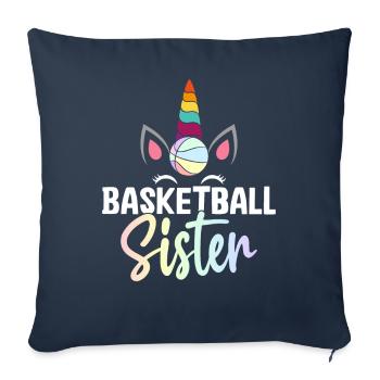 Basketteur Fille Joueur de basket-ball - Housse de coussin décorative 45 x 45 cm - bleu marine - Devant