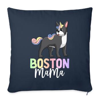 Boston Terrier Mom Dog - Sofa pillowcase 17,3'' x 17,3'' (45 x 45 cm) - navy - Front