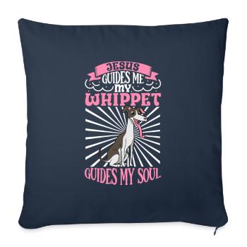 Jesus and My Whippet - Sofa pillowcase 17,3'' x 17,3'' (45 x 45 cm) - navy - Front