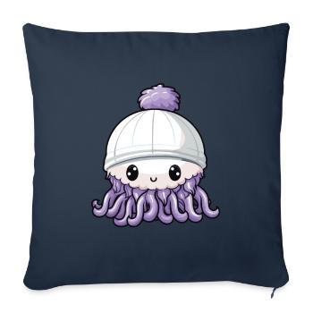Oktopus Winter Krake Comic - Sofakissenbezug 45 x 45 cm - Navy - Vorne