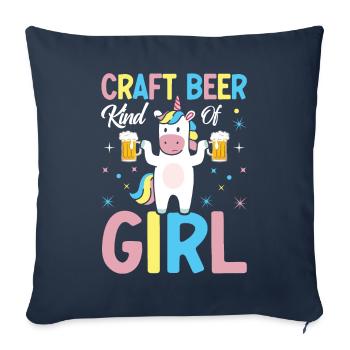 Brasserie artisanale Girl Home Brewery - Housse de coussin décorative 45 x 45 cm - bleu marine - Devant