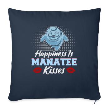 Nez froid Coeur chaud Lamantin potelé lamantin potelé - Housse de coussin décorative 45 x 45 cm - bleu marine - Devant