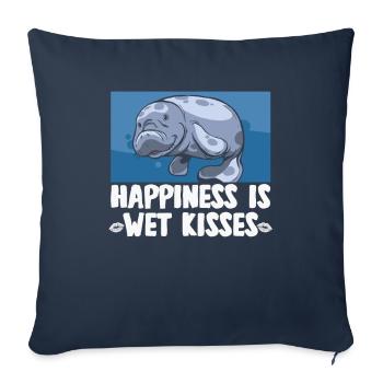 Nez froid Coeur chaud Lamantin potelé lamantin potelé - Housse de coussin décorative 45 x 45 cm - bleu marine - Devant