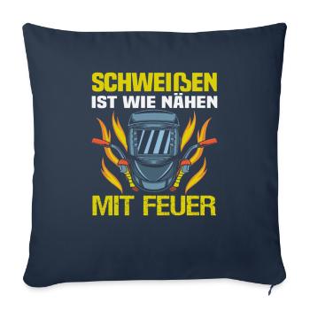 Soudeur Dire Design pour les métallurgistes - Housse de coussin décorative 45 x 45 cm - bleu marine - Devant