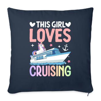 Vacances Cruise Girl - Housse de coussin décorative 45 x 45 cm - bleu marine - Devant