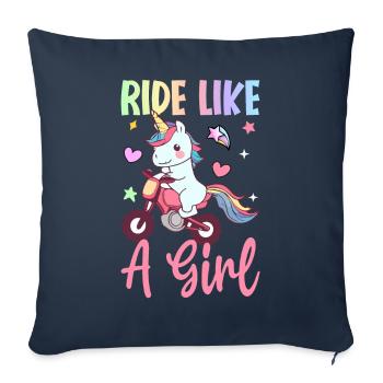 Dirt Bike Girl Weiblicher Dirt Biker - Sofakissenbezug 45 x 45 cm - Navy - Vorne
