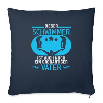Nageurs Fête des Pères Moniteur de natation Sauveteur - Housse de coussin décorative 45 x 45 cm - bleu marine - Devant