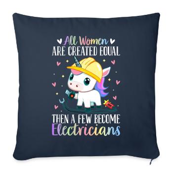 Électricien Électricien Fille - Housse de coussin décorative 45 x 45 cm - bleu marine - Devant