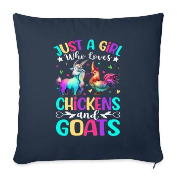 Female farm animals - Sofa pillowcase 17,3'' x 17,3'' (45 x 45 cm) - navy - Front