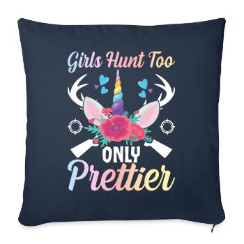 Chasse au cerf Fille Chasseresse - Housse de coussin décorative 45 x 45 cm - bleu marine - Devant
