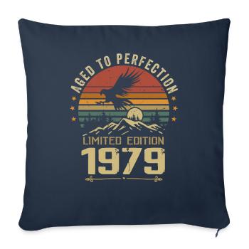 1979 Original Vintage Anniversaire 1979 rétro - Housse de coussin décorative 45 x 45 cm - bleu marine - Devant