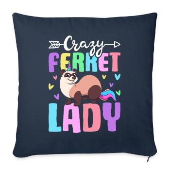 Female Ferret Lover - Sofa pillowcase 17,3'' x 17,3'' (45 x 45 cm) - navy - Front