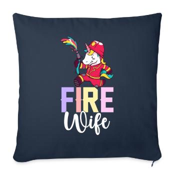 Pompier Lutte contre l’incendie - Housse de coussin décorative 45 x 45 cm - bleu marine - Devant