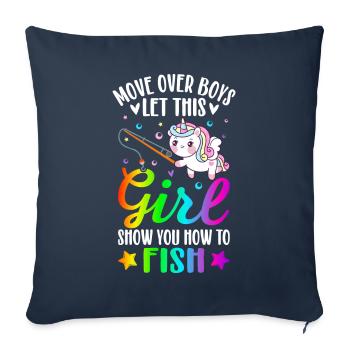 Pêcheuse Fille Pêcheuse Femme Pêcheur - Housse de coussin décorative 45 x 45 cm - bleu marine - Devant
