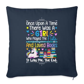 Flûte Girl Joueuse de flûte - Housse de coussin décorative 45 x 45 cm - bleu marine - Devant