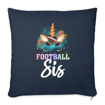 Joueuse de football fille de football - Housse de coussin décorative 45 x 45 cm - bleu marine - Devant