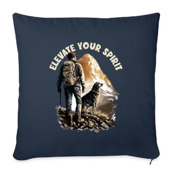 Randonneur avec design de chien pour les alpinistes - Housse de coussin décorative 45 x 45 cm - bleu marine - Devant