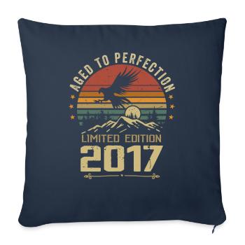 2017 Original Vintage Anniversaire 2017 rétro - Housse de coussin décorative 45 x 45 cm - bleu marine - Devant