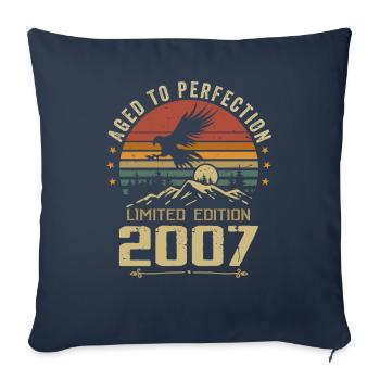 2007 Original Vintage Anniversaire 2007 rétro - Housse de coussin décorative 45 x 45 cm - bleu marine - Devant