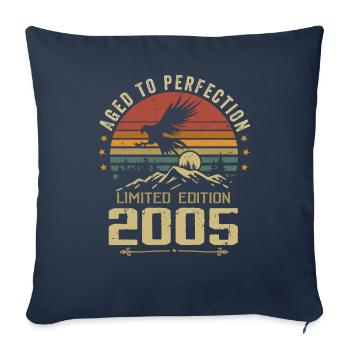 2005 Original Vintage Anniversaire 2005 rétro - Housse de coussin décorative 45 x 45 cm - bleu marine - Devant