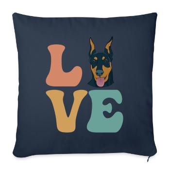 Chien Doberman - Housse de coussin décorative 45 x 45 cm - bleu marine - Devant