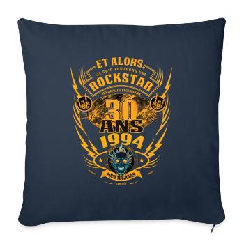 30e anniversaire 1994 Rock and Roll Forever cadeau - Housse de coussin décorative 45 x 45 cm - bleu marine - Devant