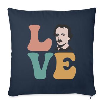 Edgar Allan Poe Écrivain Poète Anglais L - Housse de coussin décorative 45 x 45 cm - bleu marine - Devant