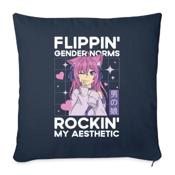 Travestissement Travesti MTF Anime - Housse de coussin décorative 45 x 45 cm - bleu marine - Devant